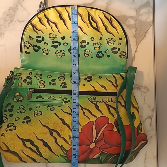 Anuschka Vibrant Hand-painted Leather Crossbody Bag Art-to-wear Boho Unique - Picture 16 of 16
